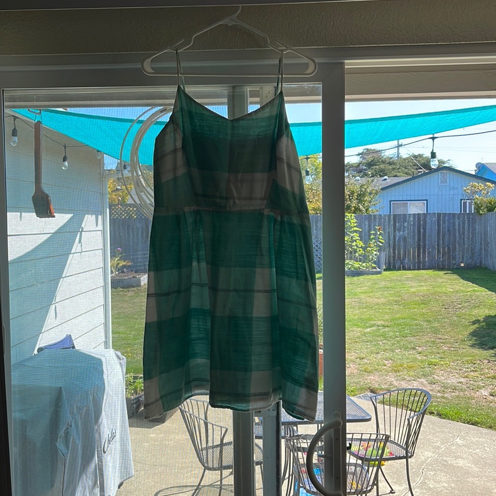Green/ white cotton dress